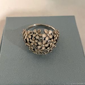 Beautiful white and S/S pandora ring!